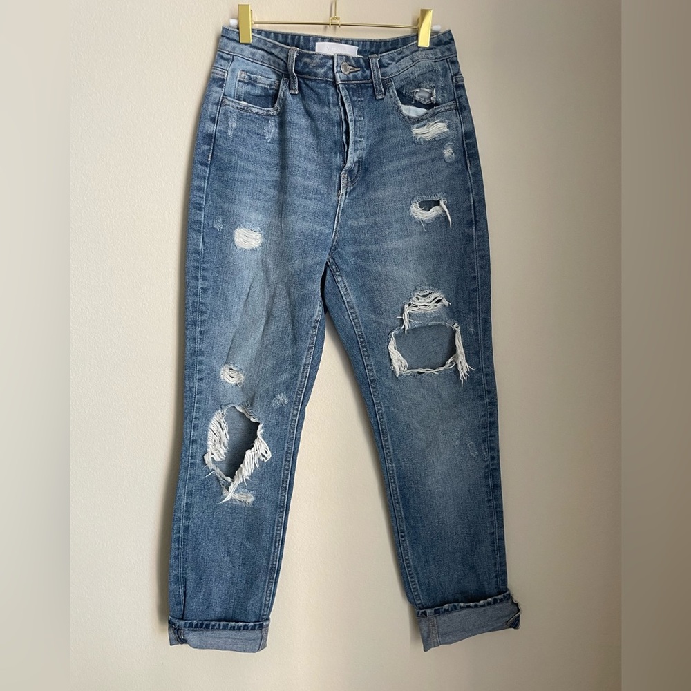 Vervet By Flying Monkey Medium Wash Distressed Boyfriend Jeans